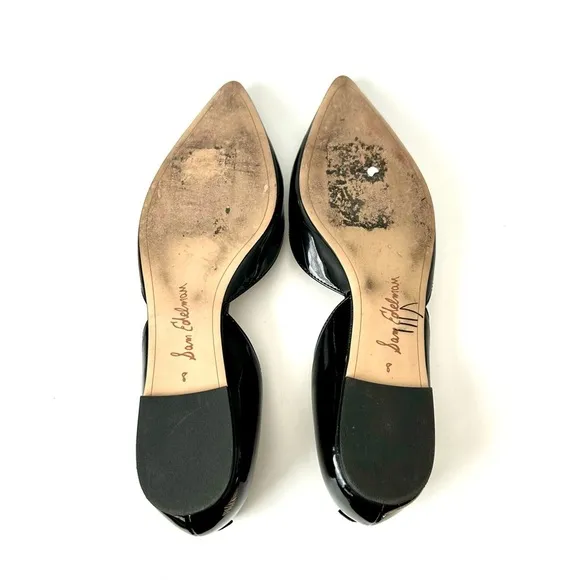 Sam Edelman Rodney Black Patent Leather Pointed Toe D’Orsay Flats Size 8