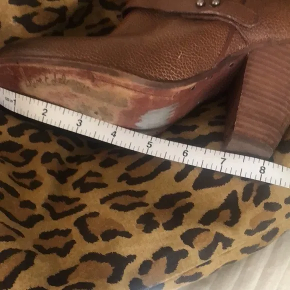 SAM EDELMAN size 8 brown/ cognac knee high brown stacked heel boots