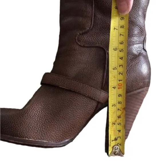 SAM EDELMAN size 8 brown/ cognac knee high brown stacked heel boots