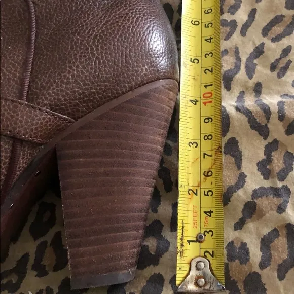 SAM EDELMAN size 8 brown/ cognac knee high brown stacked heel boots