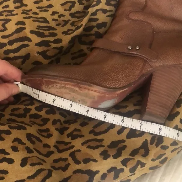SAM EDELMAN size 8 brown/ cognac knee high brown stacked heel boots