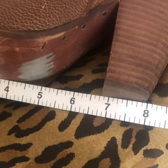 SAM EDELMAN size 8 brown/ cognac knee high brown stacked heel boots
