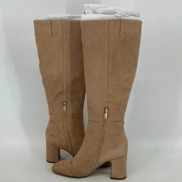 Sam Edelman Size 8 Caramel Suede Leather Faren Knee High Boots Block Heels P28-8