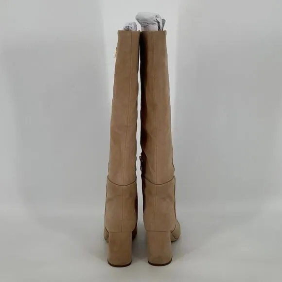 Sam Edelman Size 8 Caramel Suede Leather Faren Knee High Boots Block Heels P28-8