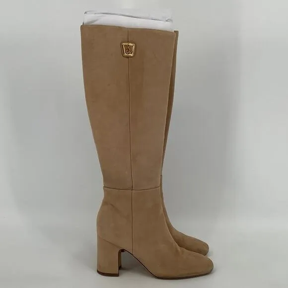 Sam Edelman Size 8 Caramel Suede Leather Faren Knee High Boots Block Heels P28-8
