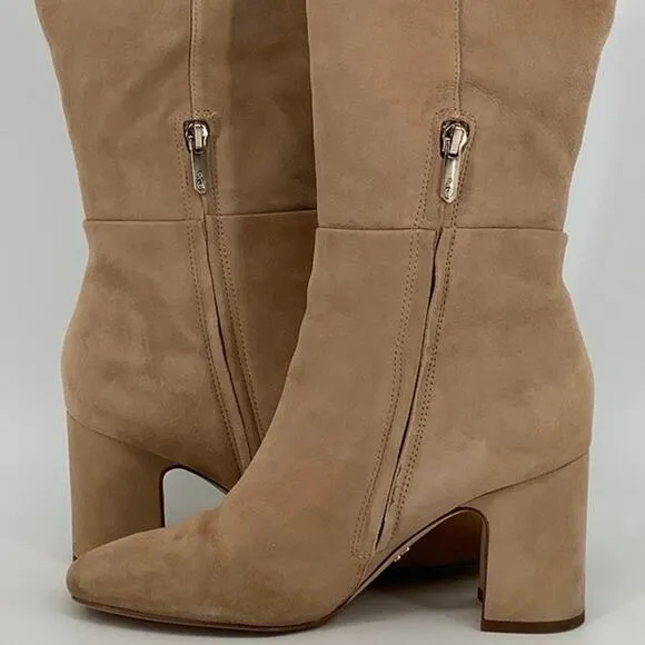 Sam Edelman Size 8 Caramel Suede Leather Faren Knee High Boots Block Heels P28-8