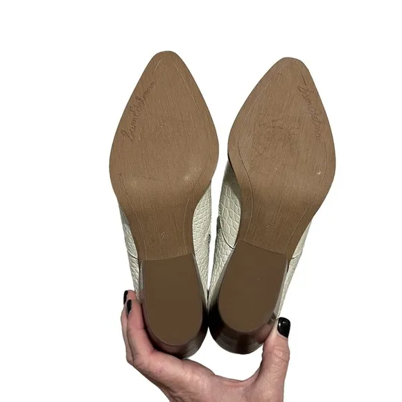 Sam Edelman Walton Croc Embossed Ankle Bootie White Size 7.5 Stacked Heel
