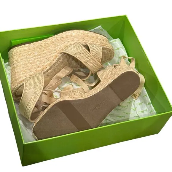 Sam Edelman Wedge Sandal Gladiator Espadrilles Natural Weave Size 8.5 NWB