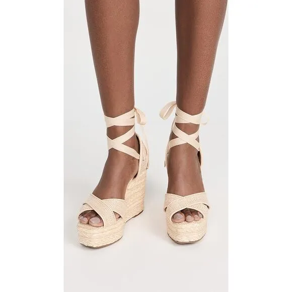 Sam Edelman Wedge Sandal Gladiator Espadrilles Natural Weave Size 8.5 NWB