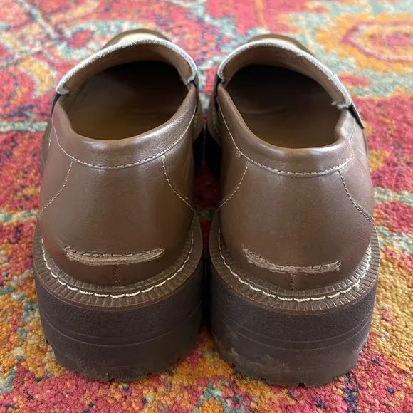 Sam Edelman | Women’s brown/cream leather two-tone Lars Loafer platform lug sole