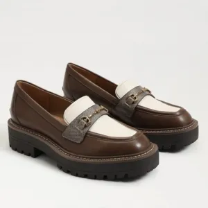 Sam Edelman | Women’s brown/cream leather two-tone Lars Loafer platform lug sole