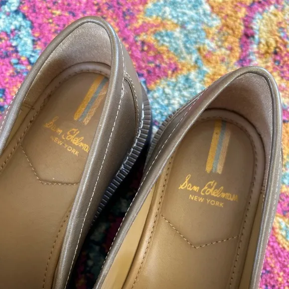 Sam Edelman | Women’s brown/cream leather two-tone Lars Loafer platform lug sole