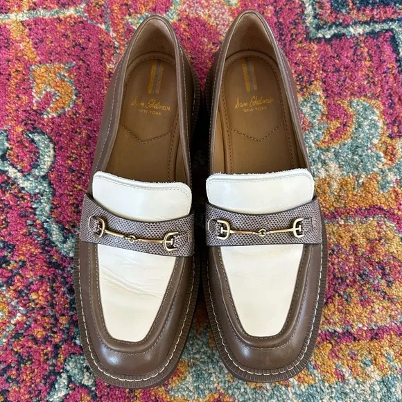 Sam Edelman | Women’s brown/cream leather two-tone Lars Loafer platform lug sole