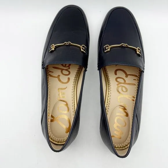 SAM EDELMAN Womens Loraine Loafer US 6.5 EU 36.5 Navy Leather Almond Toe NIB