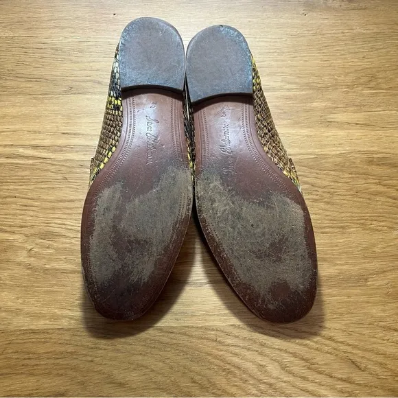 Sam Edelman Yellow Lorain Snakeskin Printed Loafers 8M Leather Man Made