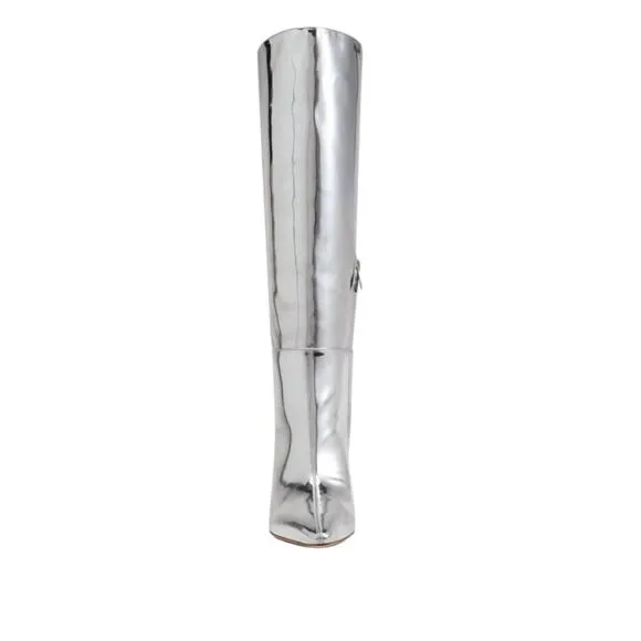 Sam Edleman Vance Silver Metallic Leather Knee High Boots NEW Size 8.5