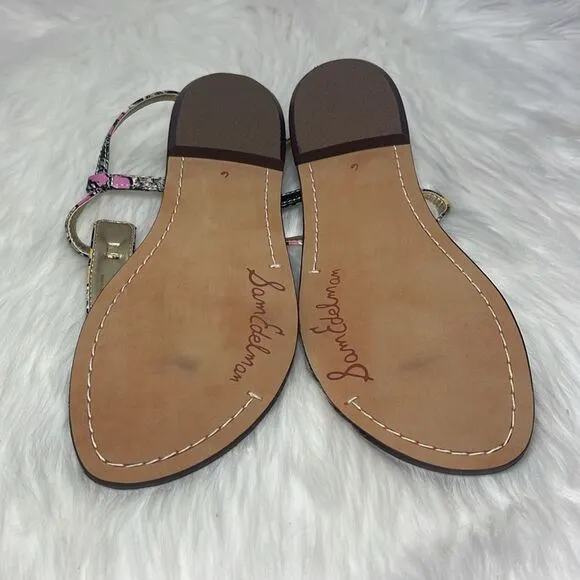 Sam Edelman NWOT Gigi Bright Retro Floral Print Snake Thong Sandals Sz 6