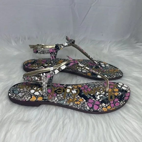 Sam Edelman NWOT Gigi Bright Retro Floral Print Snake Thong Sandals Sz 6