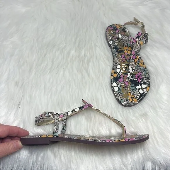 Sam Edelman NWOT Gigi Bright Retro Floral Print Snake Thong Sandals Sz 6