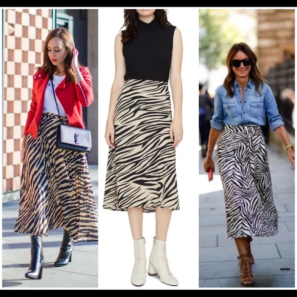 Sanctuary Bias Cut Everyday New Romantic Zebra Print Midi Skirt
