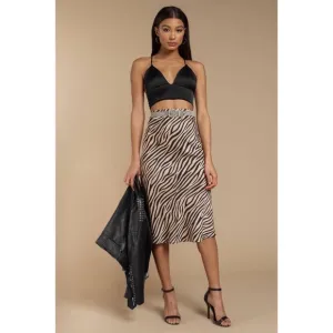 Sanctuary Bias Cut Everyday New Romantic Zebra Print Midi Skirt