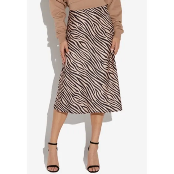 Sanctuary Bias Cut Everyday New Romantic Zebra Print Midi Skirt