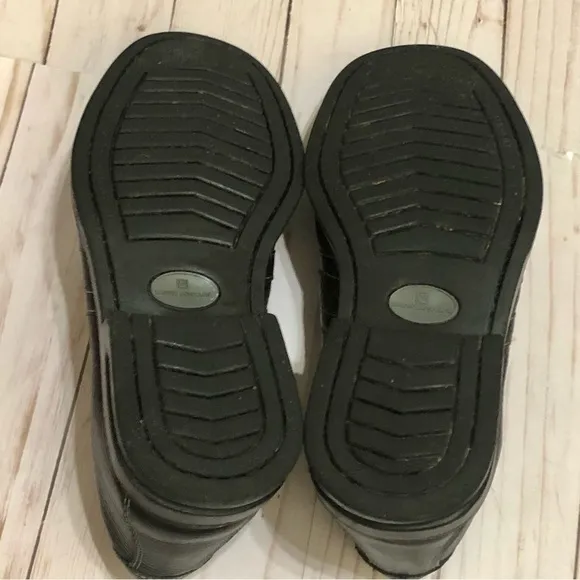 Sandro Moscoloni Black Grainy Leather Padded Insoles Rubber Soles Loafers 8.5 D