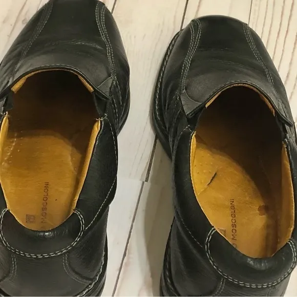 Sandro Moscoloni Black Grainy Leather Padded Insoles Rubber Soles Loafers 8.5 D