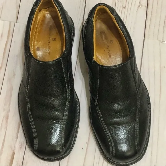 Sandro Moscoloni Black Grainy Leather Padded Insoles Rubber Soles Loafers 8.5 D