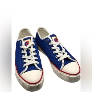 Sandro Paris Women’s Blue Canvas Tie Sneakers Trainers Flame Soles Sz 7 Festival