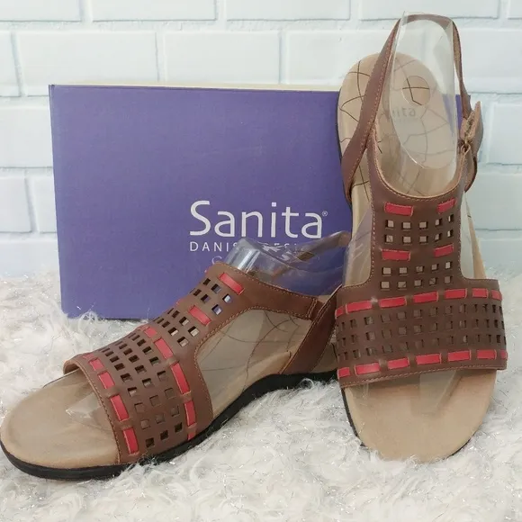 Sanita Brown/Red Catalina-Caprice Sandals Size 42