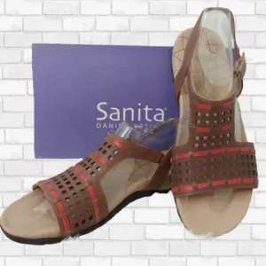 Sanita Brown/Red Catalina-Caprice Sandals Size 42