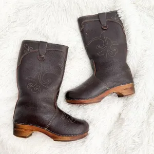 SANITA x DANSKO | Broqn Topstitch Clog Boots Calf Western Boot | Size 39 (8.5-9)