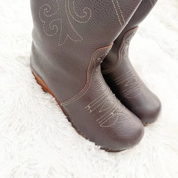 SANITA x DANSKO | Broqn Topstitch Clog Boots Calf Western Boot | Size 39 (8.5-9)