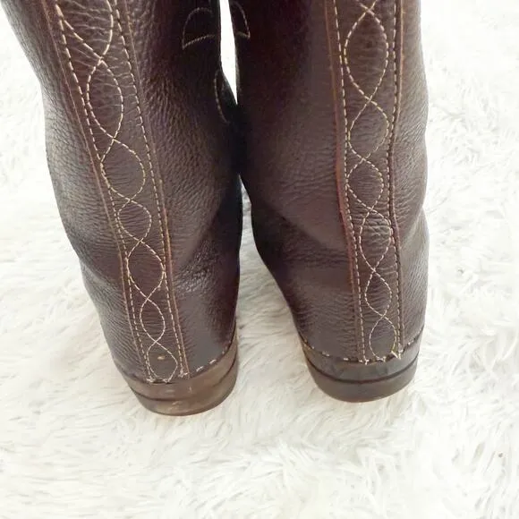 SANITA x DANSKO | Broqn Topstitch Clog Boots Calf Western Boot | Size 39 (8.5-9)