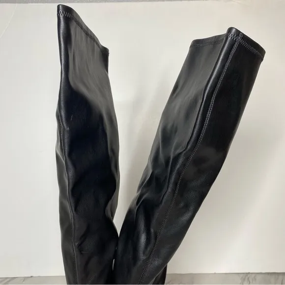 Sarto Franco Sarto Black Faux Leather Wide Calf Over The Knee Boot 9 1/2 M