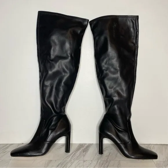 Sarto Franco Sarto Black Faux Leather Wide Calf Over The Knee Boot 9 1/2 M