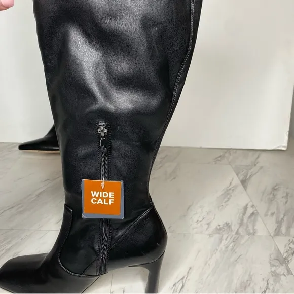 Sarto Franco Sarto Black Faux Leather Wide Calf Over The Knee Boot 9 1/2 M