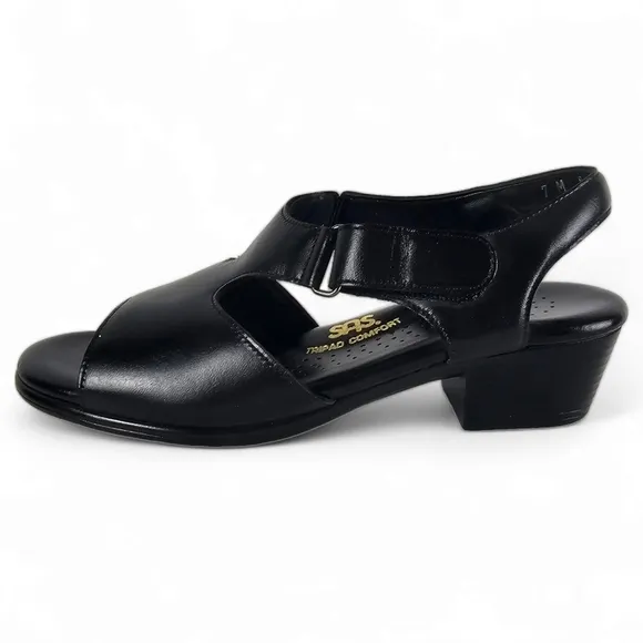 SAS, Suntimer Tripad Comfort Heels, Black Sandals, EUC, Size 7m