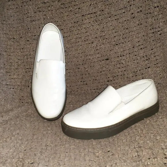 SATURDAYS NEW YORK CITY-Shiny White Leather Loafers-Sz 11-Excellent