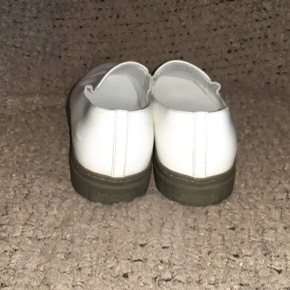 SATURDAYS NEW YORK CITY-Shiny White Leather Loafers-Sz 11-Excellent