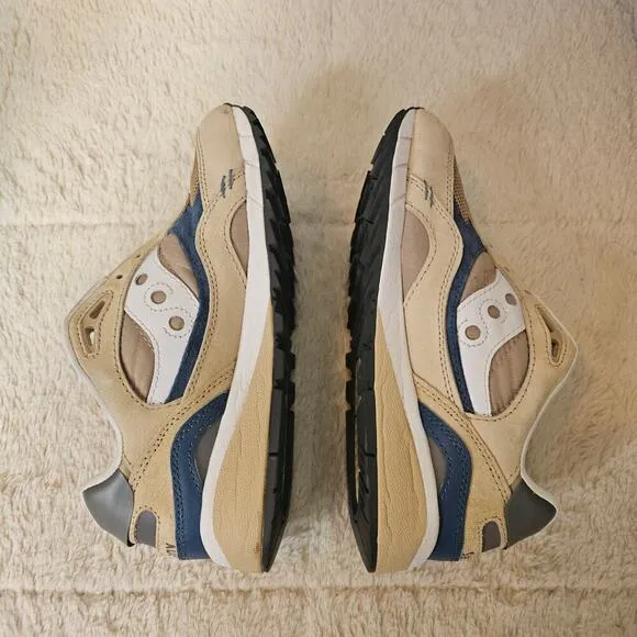 Saucony Shadow 6000 M's 8, premium SandnNavy sneakers. No! Insoles &amp; No! Laces.