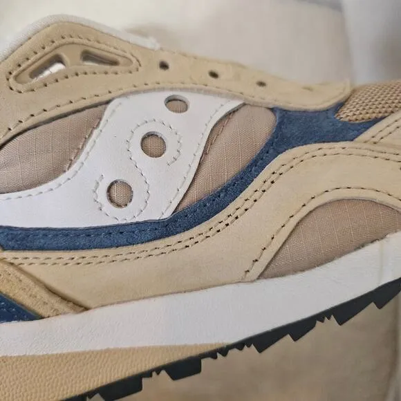 Saucony Shadow 6000 M's 8, premium SandnNavy sneakers. No! Insoles &amp; No! Laces.