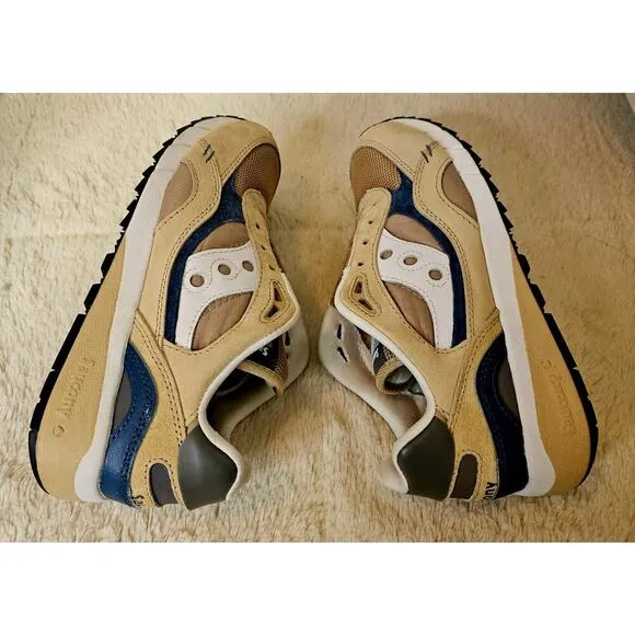 Saucony Shadow 6000 M's 8, premium SandnNavy sneakers. No! Insoles &amp; No! Laces.