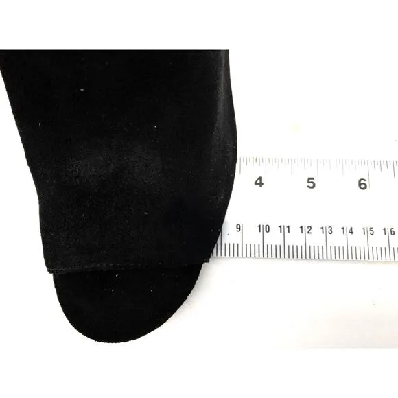 Sbicca Black Suede Peep Toe Block  Heeled Ankle Boots 9 Women's