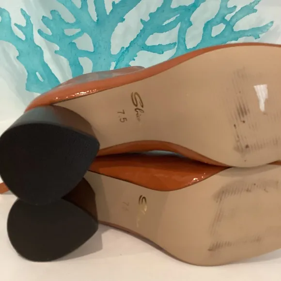 SBICCA HEELED WOMEN'S BOOTIES ORANGISH-BROWN BLOCK HEEL ALMOND TOE NEW