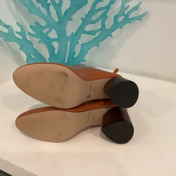 SBICCA HEELED WOMEN'S BOOTIES ORANGISH-BROWN BLOCK HEEL ALMOND TOE NEW