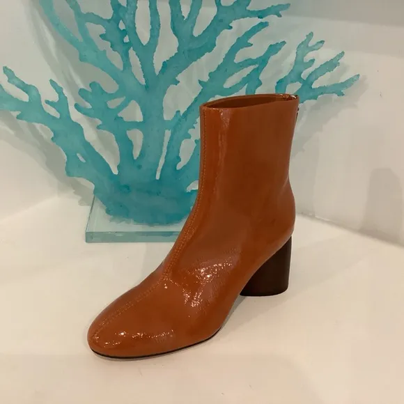 SBICCA HEELED WOMEN'S BOOTIES ORANGISH-BROWN BLOCK HEEL ALMOND TOE NEW
