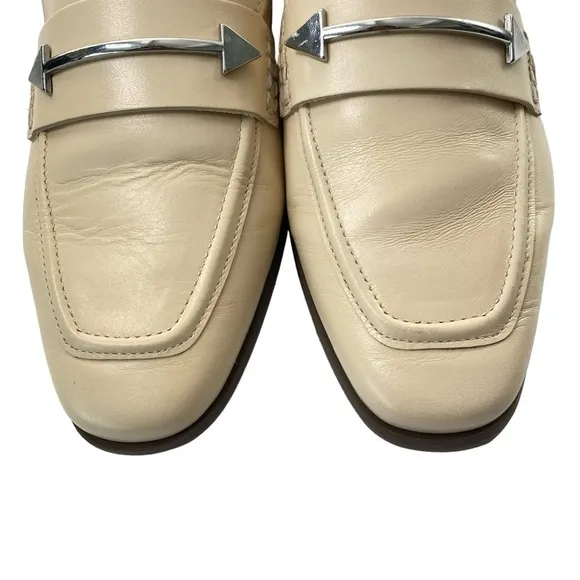 Schutz Cream Leather Desmond Caseina Flat  Size 7.5B Square toe Heel Height .5”