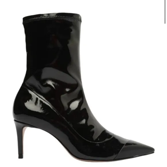 Schutz Luh Mid Black Elastic Pull On Pointed Toe Stiletto Mid HeelAnkle size 8